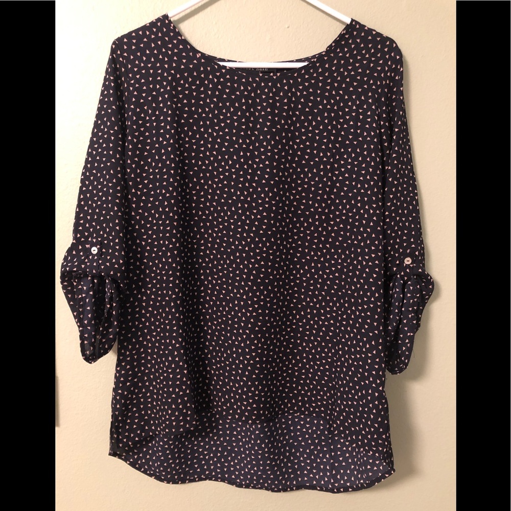 3/4 sleeve navy blue top